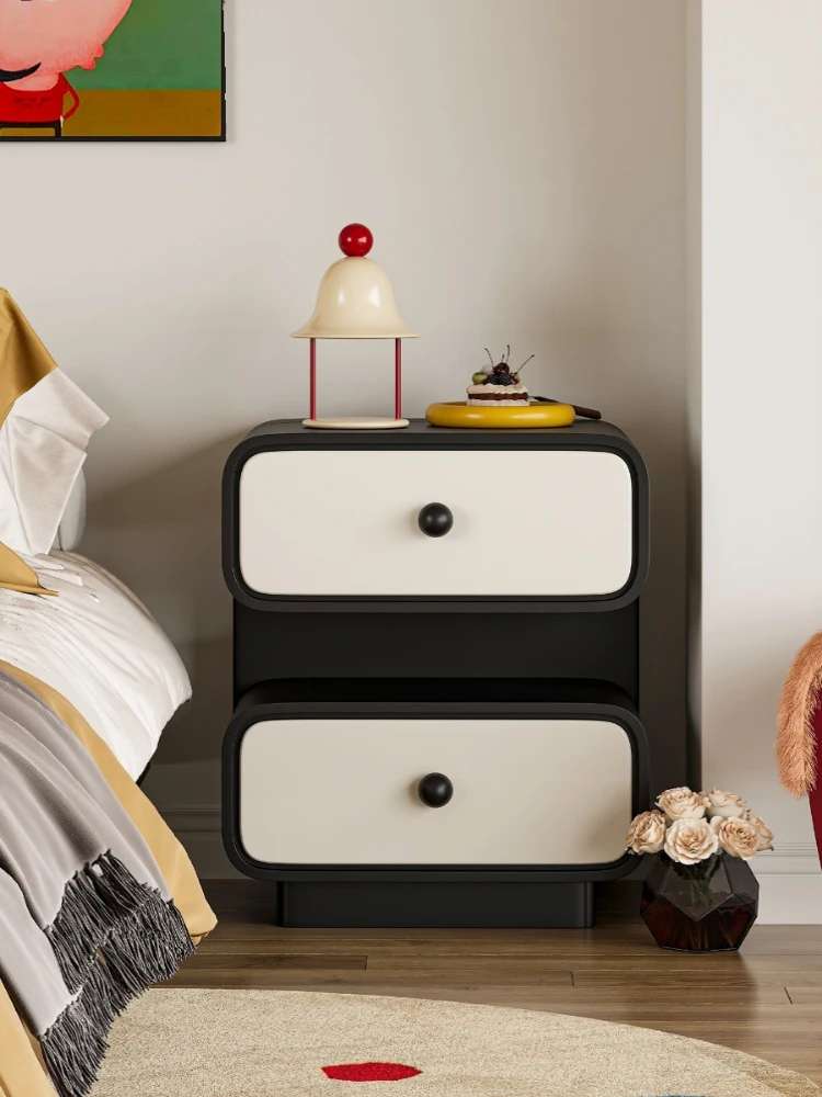 *Children's room rounded corner sugar cube solid wood bedside table