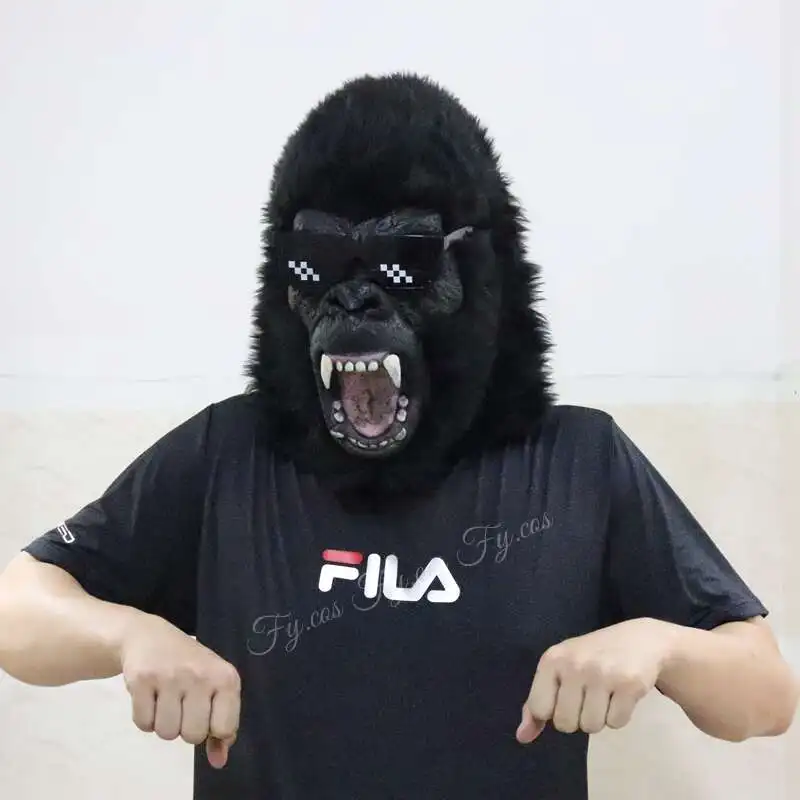 Orangutan Plush Head Cover Animal Mask Full Face Cosplay Gorilla Monkey Activity Performance Clothes Halloween Costume for Men