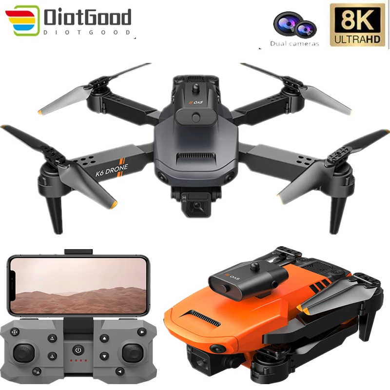Профессиональный мини-Дрон K6 8K Двойная камера Wi-Fi FPV 360 градусов обход препятствий