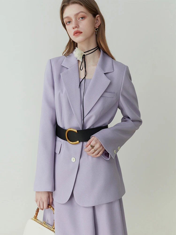 FSLE Fashion Style High-end Lapel Suit for Women Spring New Niche Design Commuter Suit Collar Mid-length Coat Blazer for Female