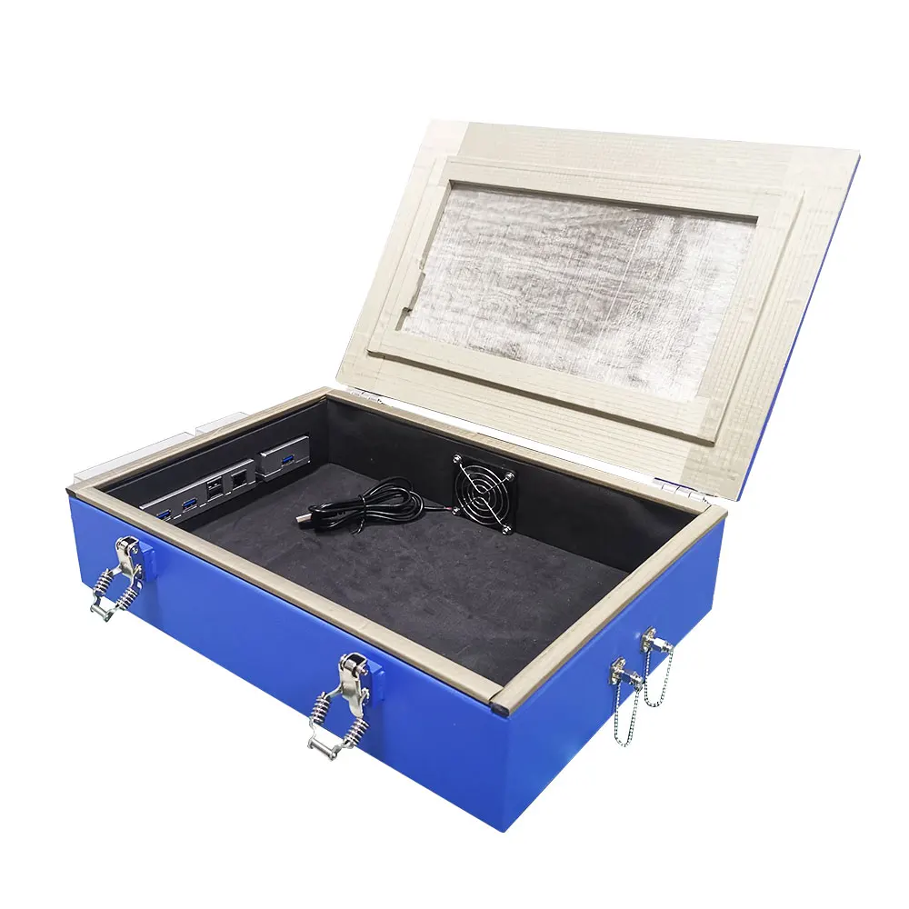 0.8~6GHZ WIFI Emi rf wireless test manual blue color metal plate rf test shield box with visible isolating window