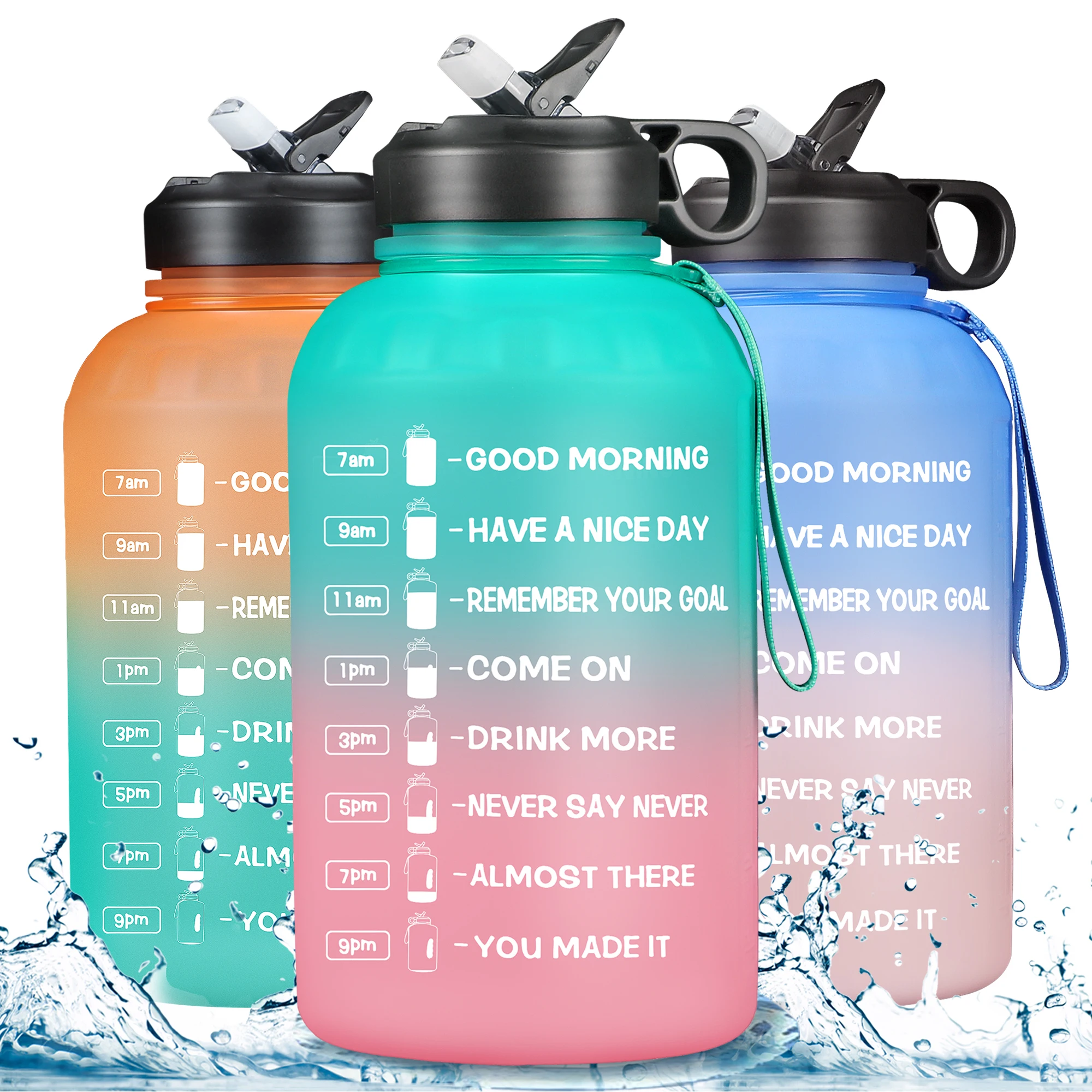 

2.2Liter Sports Water Bottle Large Capacity Leak Proof Outdoor Portable Gym Fitness Jugs Colorful Plastic Cup Drinking Travel