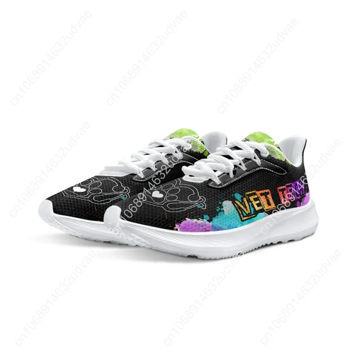 VET Tech Printed Women's Casual Sneakers New Fashion Outdoor Sports Running Shoes For Ladies Lace Up Non-slip Training Shoes