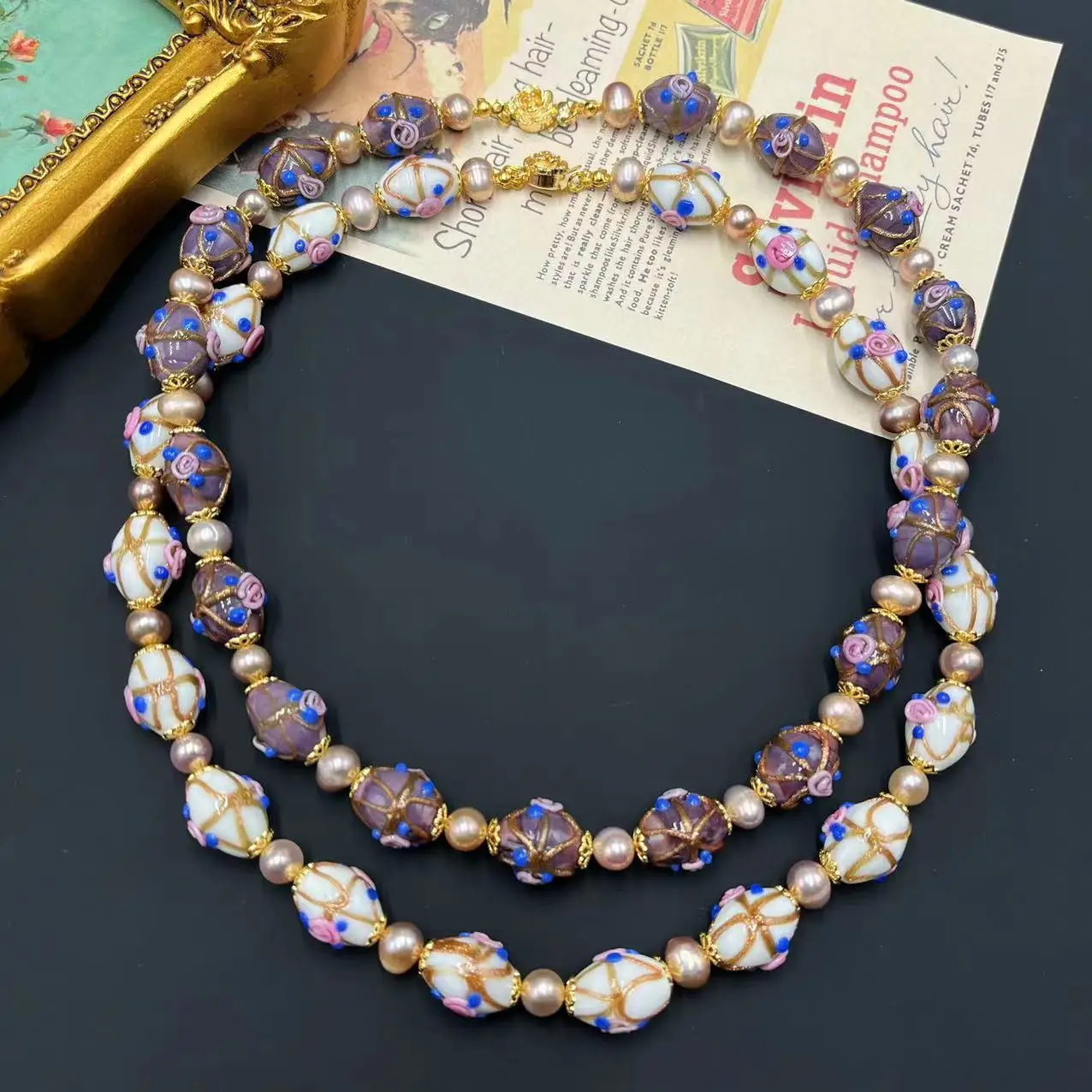 

Женское винтажное ожерелье, элегантное ожерелье с жемчужным принтом, цепочка на шею, свадебный аксессуар