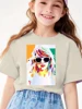 Colorful Figure Graphic Print Cotton T-shirt,  Casual Creative Trendy  Short Sleeve Crew Neck Top For Summer 2