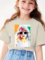 Colorful Figure Graphic Print Cotton T-shirt,  Casual Creative Trendy  Short Sleeve Crew Neck Top For Summer 2
