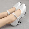 Women's Professional Jazz Tango Shoes 3.5/5cm Champagne Color Soft Sole Dance Shoes Square Social Dancing Shoes Standard 5