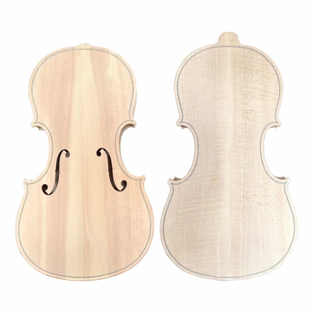 4/4Unfinished White Violin Natural Dried Maple Back Spruce Top solid wood DIY white violino Ebony accessories Factory
