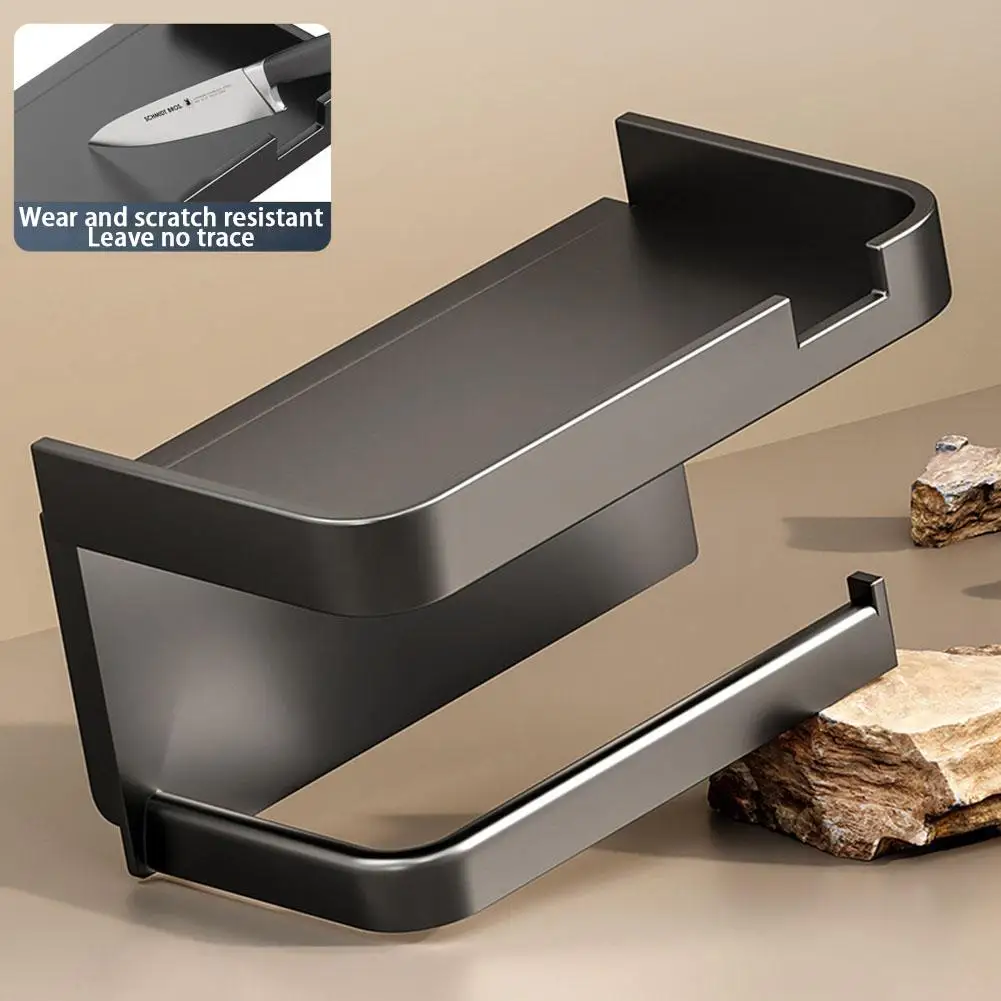 Wall Mounted Toilet Paper Holder Rustproof Thickened Plastic Storage Rack For Bathroom Kitchen 2 In 1 Toilet Paper Roll Holder