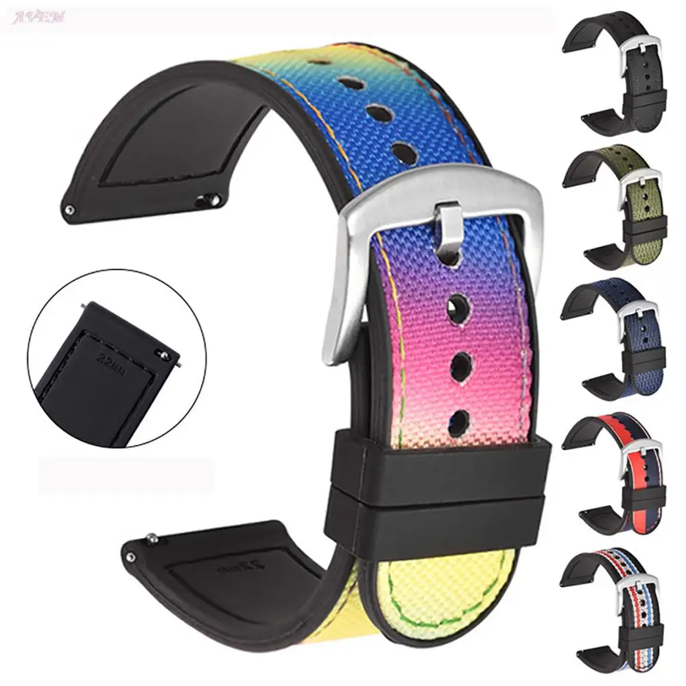 

Быстросъемный ремешок 20 мм 22 мм для Huami Amazfit GTR/GTS 46 мм 42 мм, ремешок для смарт-часов, нейлоновый силиконовый ремешок для часов