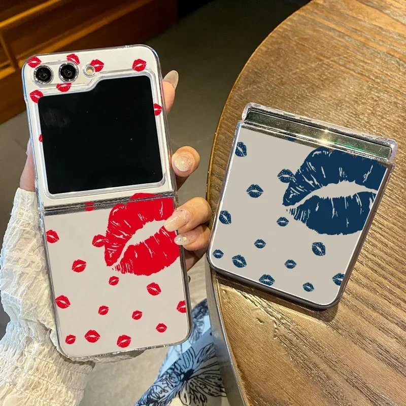 Solid Color Lip Print Shockproof Transparent Phone Case