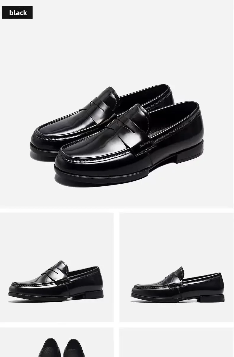 Italian High-end Leather Slip-on Shoes Mens Business Dress