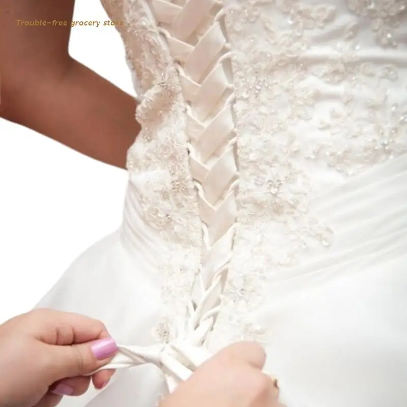 118Inch Wedding Dress Zipper Replacement Adjustable Corset Back Kit Lace-Up Satin Ribbon Ties for Bridal Banquet Evening Gown
