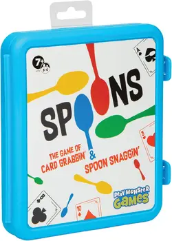 Spoons in a Case: Fast-Paced Card Game for Family Game Night, Ages 7+, 3-6 Players, Travel-Friendly 1