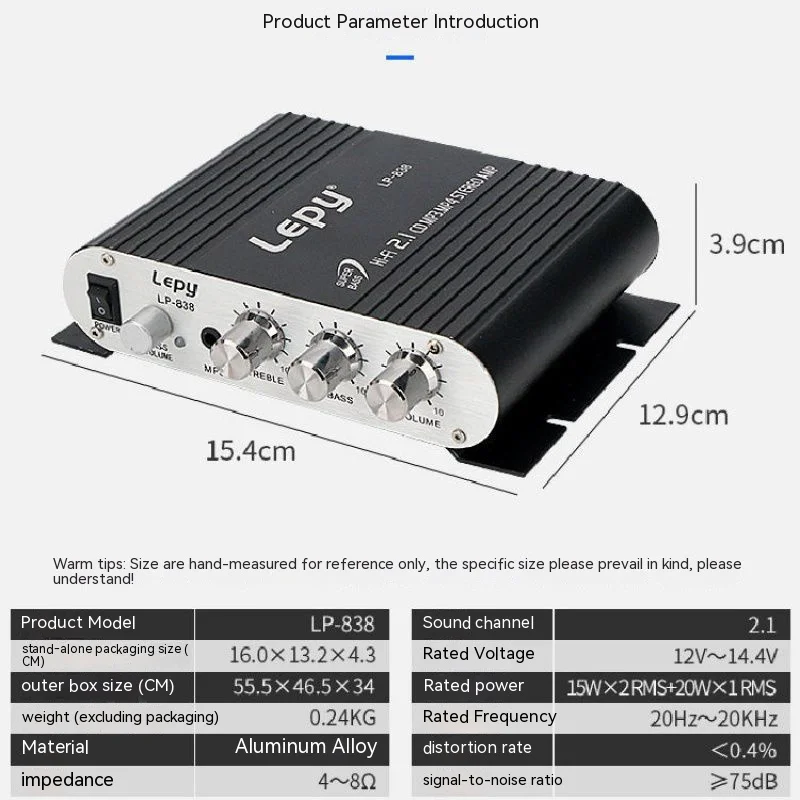 Lepy lp-838 블루투스 서브우퍼 앰프, 2.1 채널 미니