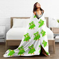 Duolingo Owl Duo Blanket Fleece Lightweight Sofa Throw Blankets For Couch Bedding Office Throws Bedspread Quilt 1