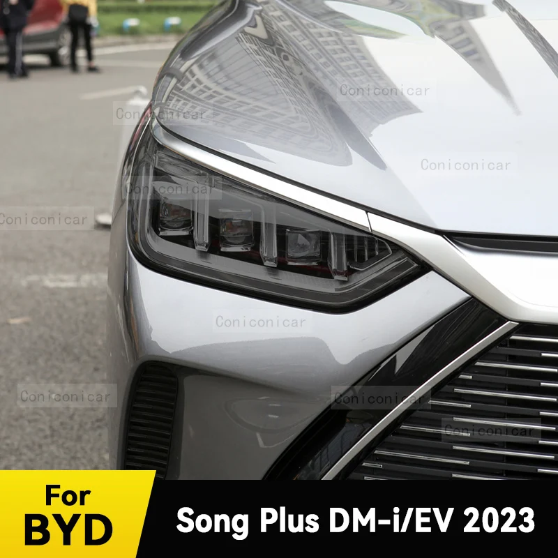 

For BYD Song Plus DM-i EV 2023 Car Headlight Black TPU Protective Cover Film Front Light Tint Change Color Sticker Accessories