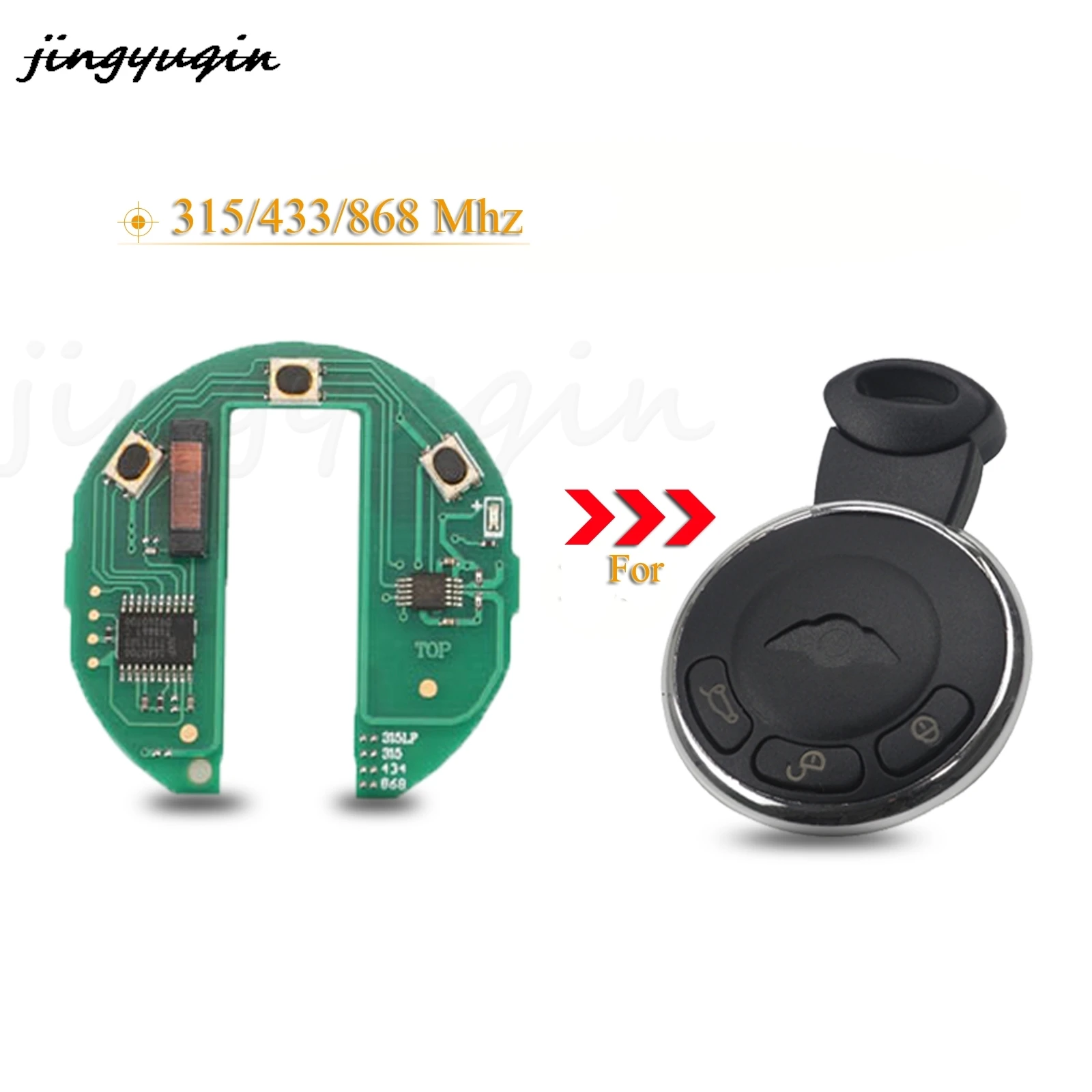 

3 кнопки дистанционного ключа jingyuqin, печатная плата Fob 315/433/868 МГц, чип ID46 для BMW Mini Cooper S ONE D Clubman Cabrio