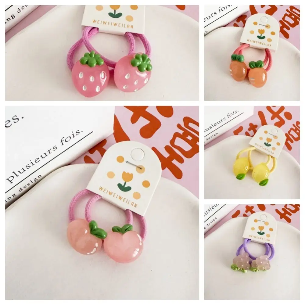 Korean Style Hair Clip Children Hair Scrunchies Peach Candy Color Kids Ponytail Holder Hair Ring Hairpin Fruit Hair Rope