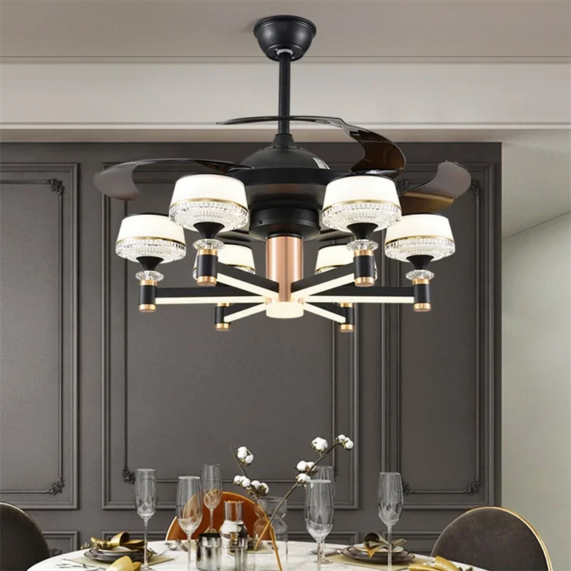 Hongcui Modern Ceiling Fan With Light And Control LED Home Decorative For Living Room Dining Room Bedroom Restaurant