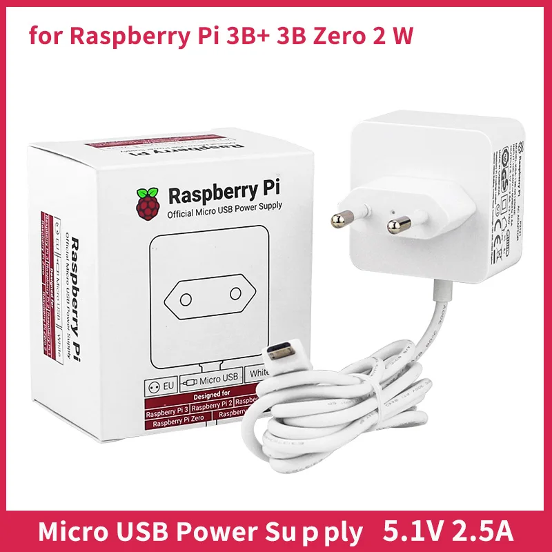 

Официальный блок питания Raspberry Pi, 5,1 В, а, Стандартный блок питания, штепсельная вилка европейского и американского стандарта для Raspberry Pi 3B + 2B Zero 2