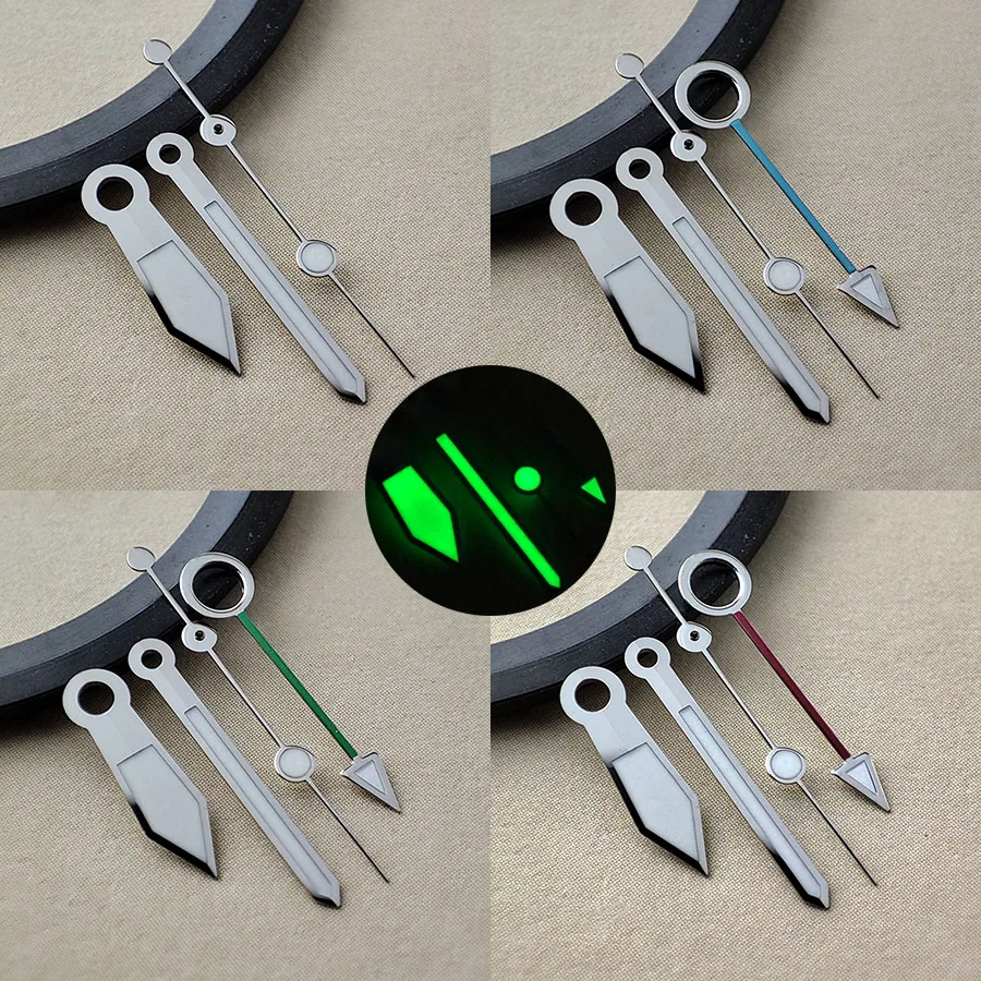 NH34 Hands GMT Hand Green Luminous Hands Silver Four Watch Accessory Suitable For NH34 NH35 NH36 4S 7R Movement