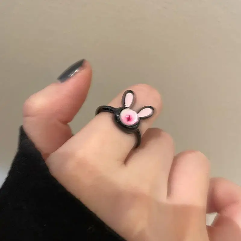 2025 Fashion Style Funny punk style black cat for women, fashionable and cute long couple convertible ring, artificial ring_voghion.com