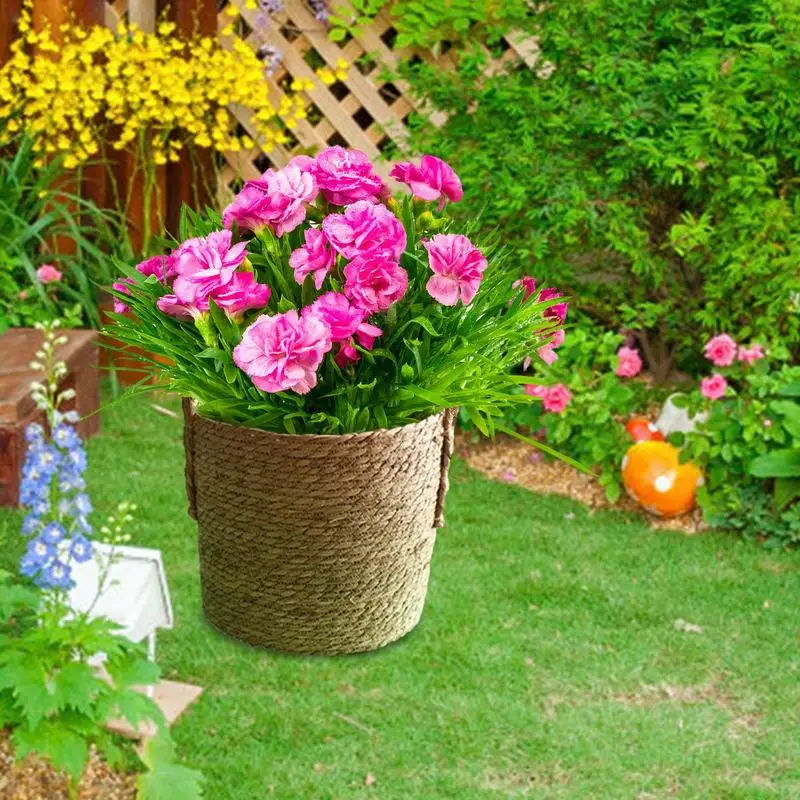 

Seagrass Baskets Flower Pot Woven Wicker Belly Laundry Basket Decorative Storage Baskets With PE Liners For Indoor Outdoor