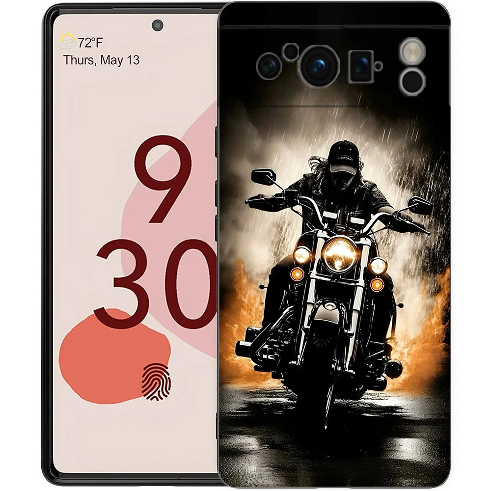 Cool Motorcycle Design Shockproof Phone Case - Soft Black TPU Cover