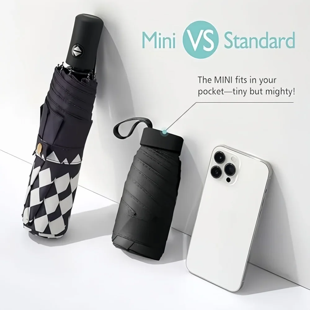 Portable Anti-UV Mini Umbrella - Compact Travel Sunshade for All Weather with UV Protection and Reinforced Design