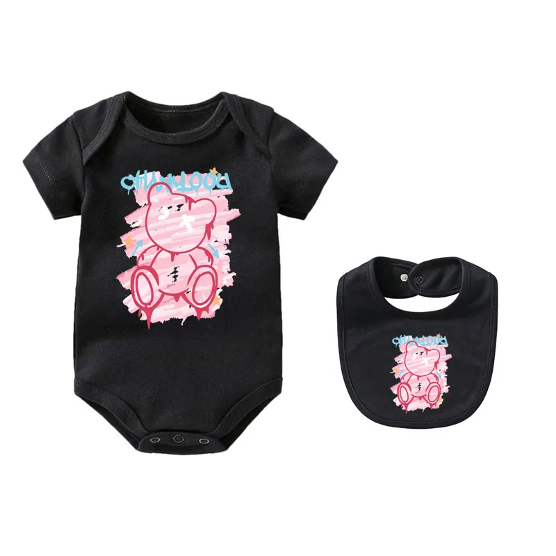 

Rainbow Colorful Bear Print Baby Rompers With Bibs 100% Cotton Newborn Jumpsuits For Girls Boys Clothes Soft Kids Bodysuit