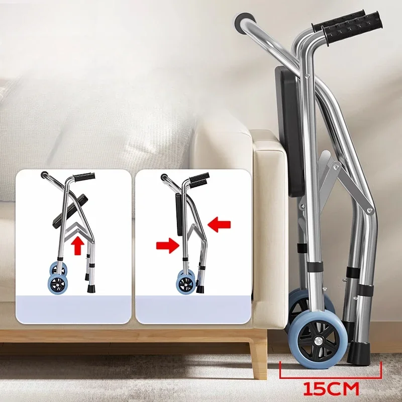 Walking Aid for The Elderly, Rehabilitation Assistance Cart, Anti-fall Hand-push Walker, Can Sit on The Armrest Frame Crutches 4