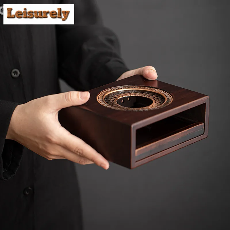 Zne Bamboo Teapot Warmer Luxury Tea Pot With Candle Warmer Set Trivet Tea Stove Kettle Stand Tea Serve Tray Accessories Ornament