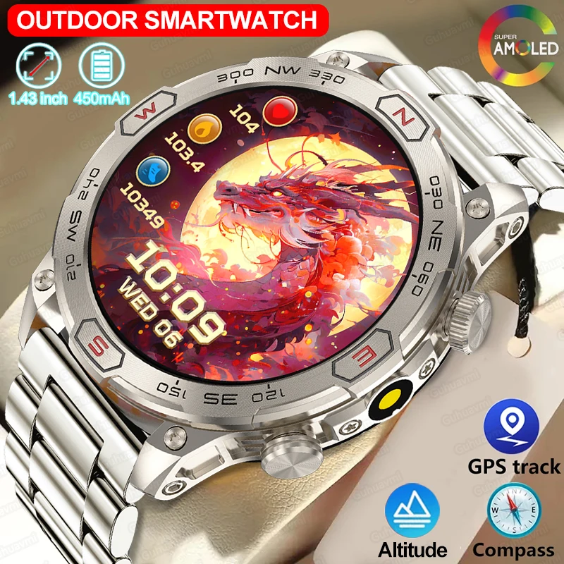 

For Huawei Xiaomi New 1.43-inch Ultra HD Smart Watch GPS Sports Track Bluetooth Call 450 Mah Large Battery smartwatch 2024 New