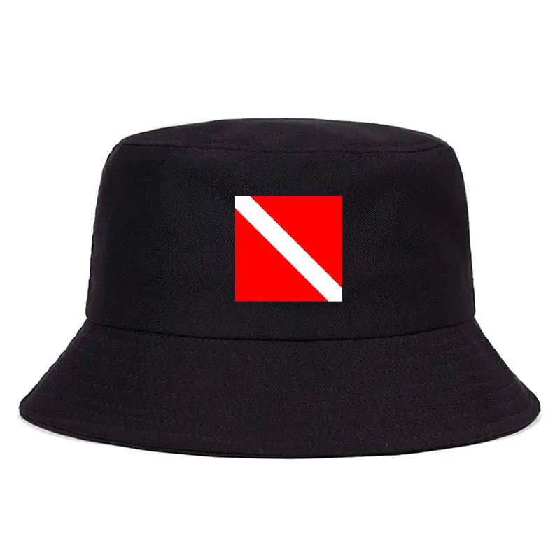 

Fashion Scuba Dive Flag Summer Reversible Bucket Hat Men Women Unisex Cool UV Sports Fisherman Cap Adult Diving Diver Panama Hat