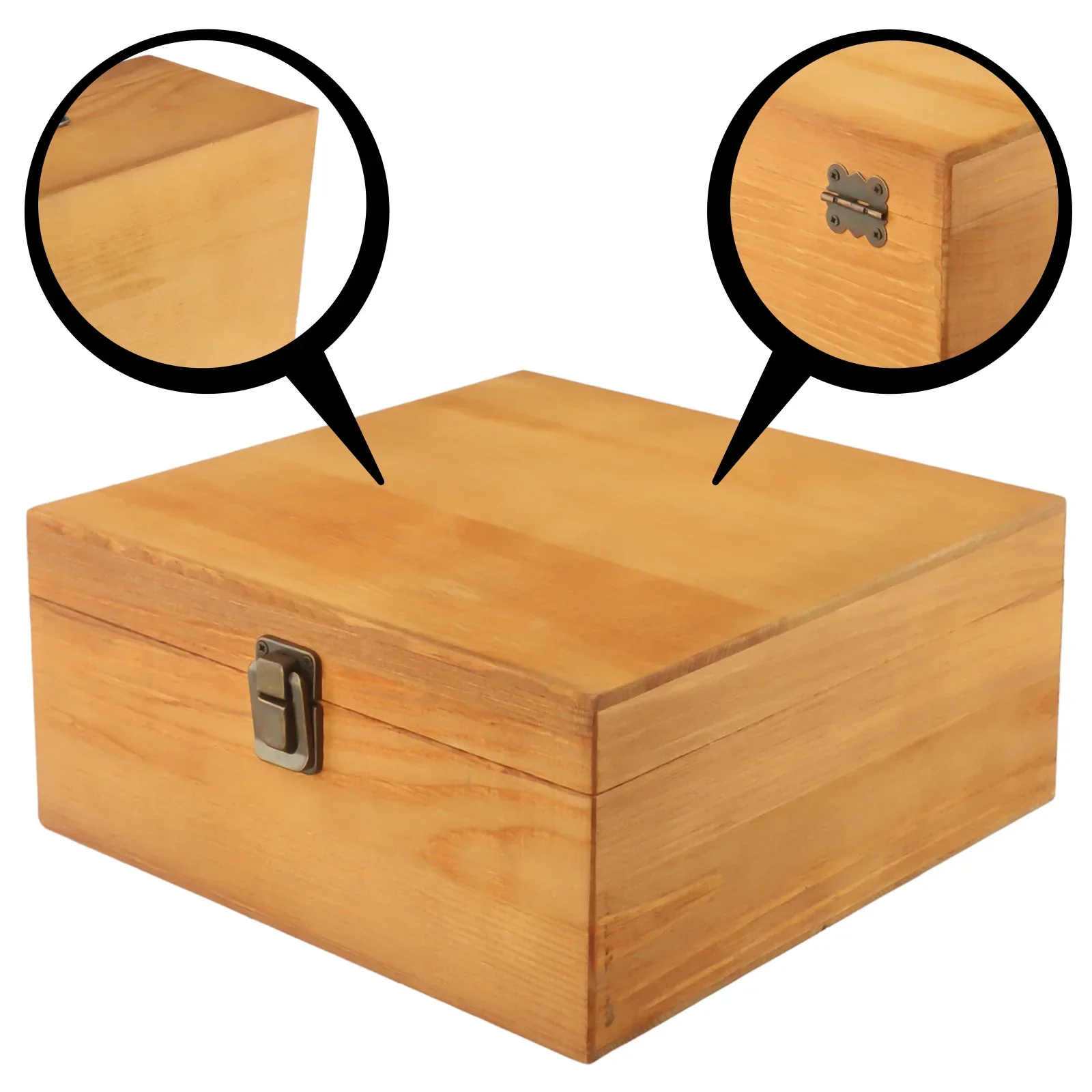 1 Pcs  S / M / L Wooden Jewelry Storage Box Pine Rectangular Flip Solid Wood Gift Box Handmade Craft Case Home Storage Tools 3