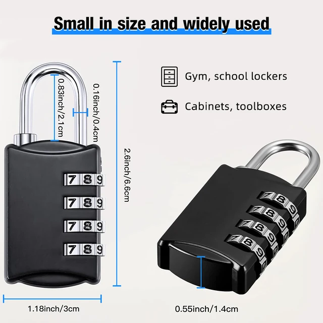 Mini Lock Resettable 4 Dial Digits Code Number Password Combination Padlock Travel Security Lock for Luggage Lock Padlock Gym 6