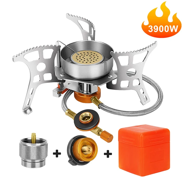3900W outdoor windproof gas stove camping gas mini burner folding split electronic stove hiking travel self-driving equipment 1