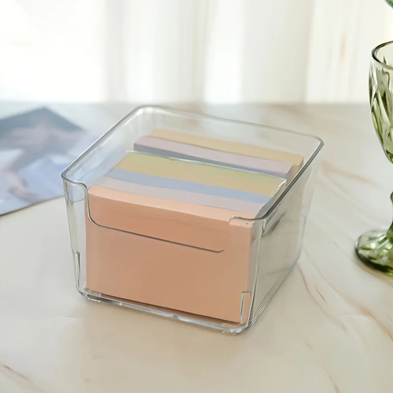 Clear Sticky Note Holder, Acrylic Memo Stand Organizer, Waterproof Desktop Storage for Office/Home (Minimalist Design)