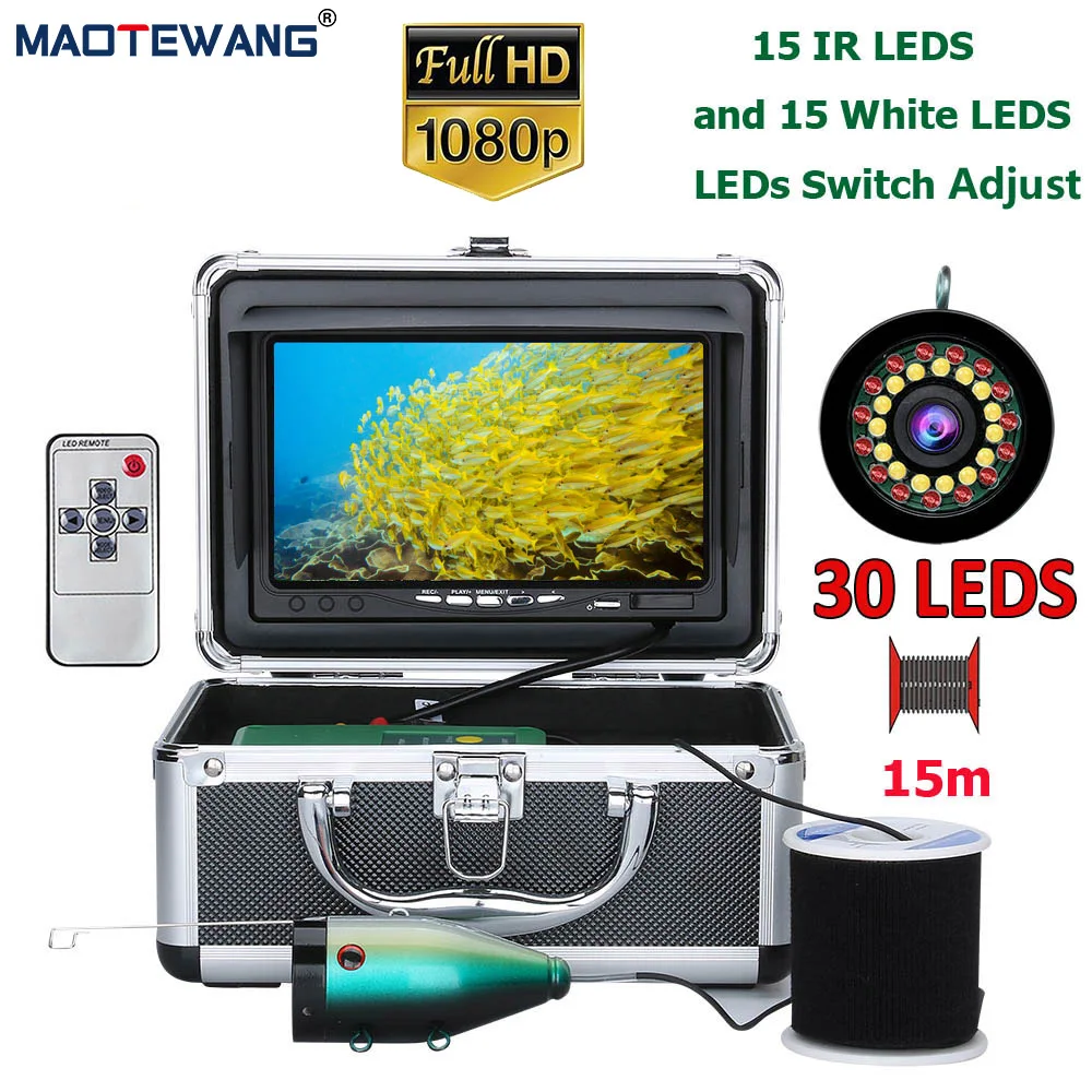 MAOTEWANG AHD 1080P Underwater Fishing Camera 7 HD Screen 30pcs LED For Ice River Sea Fishing