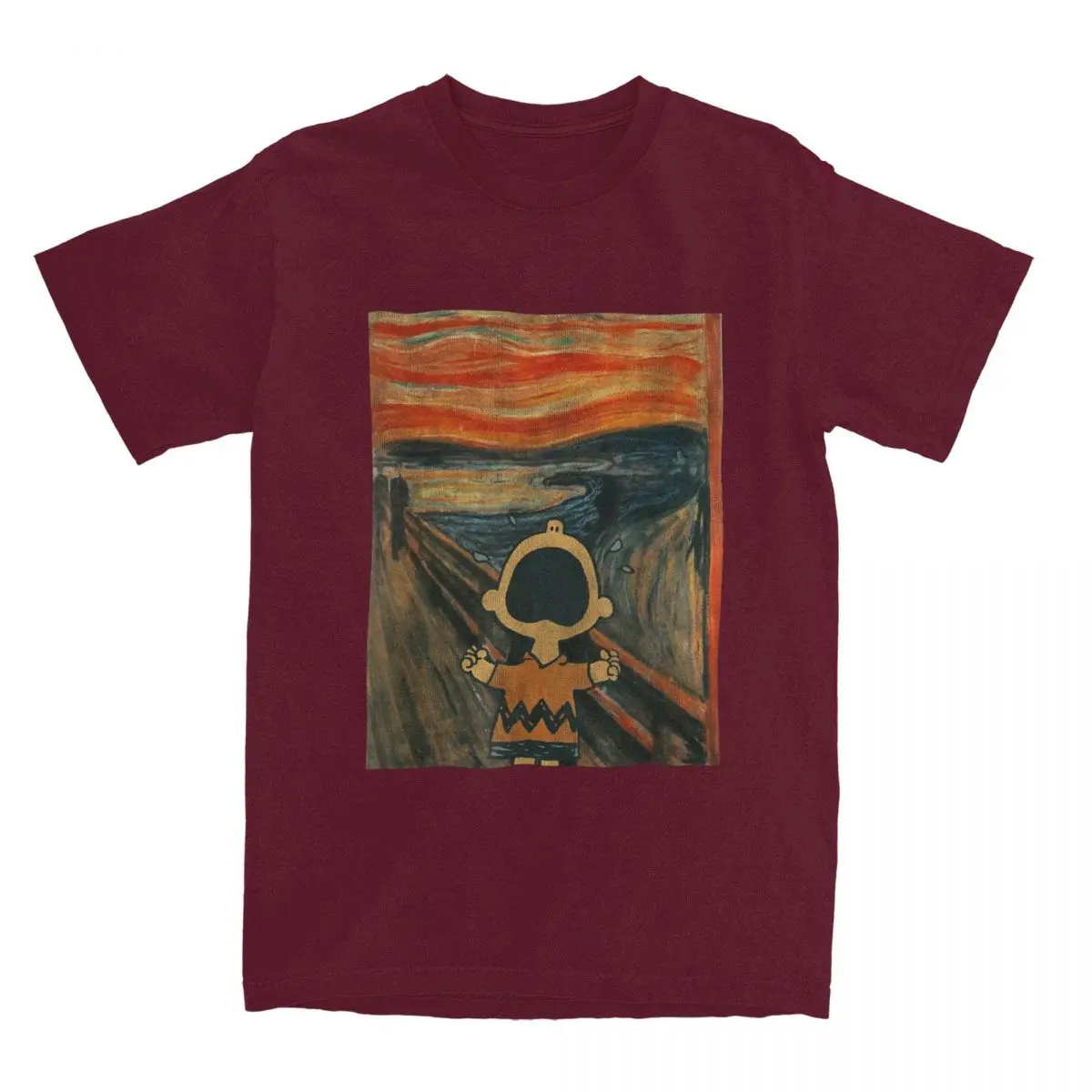 thumbnail image 1 of Camiseta de algodón para hombre con diseño artístico de Snoopy, Charlie Brown, Peanuts, Scream, cuello redondo, manga corta, idea de regalo, 1 of 5