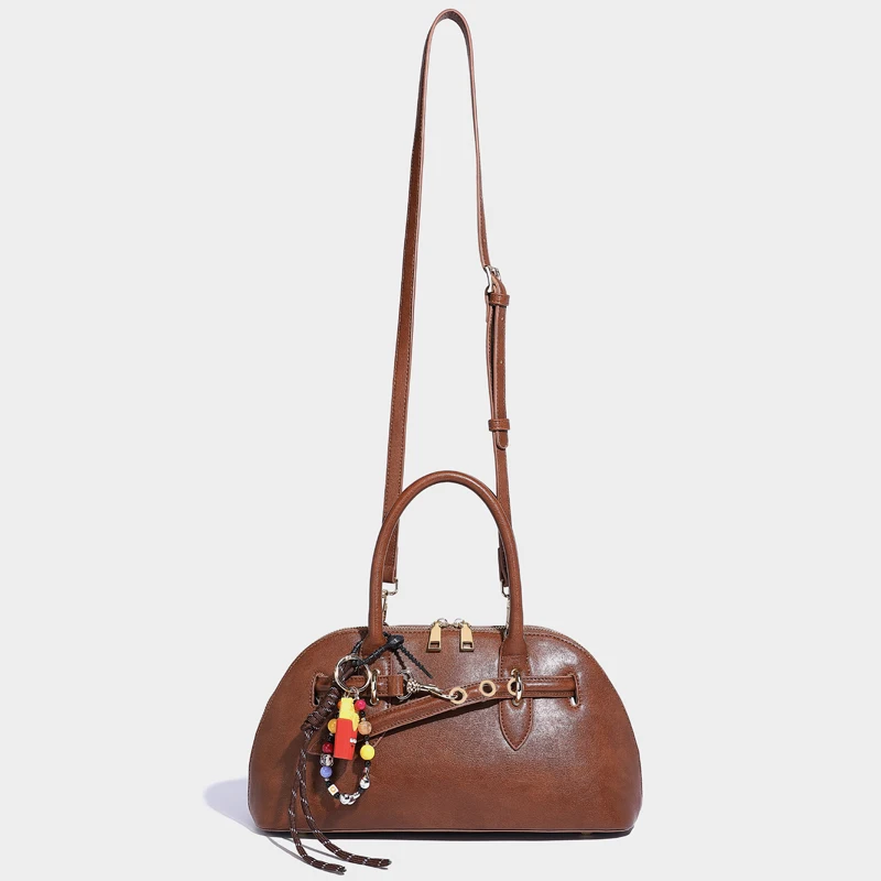 England Style Shell Bag For Women Luxury Designer Handbag Purse New In PU Belt Buckle Top Handle Hanging Ornaments Shoulder
