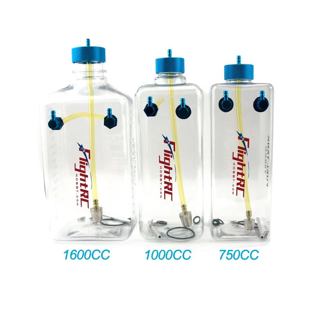 1PC Fuel Tank Petrol Transparent Plastic Bottle 300/400/500/600/750/1000/1600ML/CC CNC Aluminum Alloy for Gas and Nitro Airplane