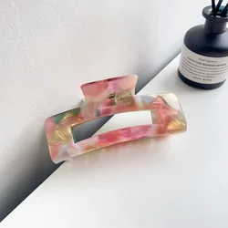 Large Tortoiseshell Leopard Geometric Hair Claw Clip (10cm Mermaid pink)