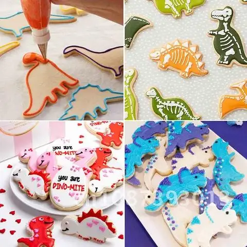 

7 Pieces of Cute Dino Stainless Steel Cookie Cutters Biscuit Candy Food Molds Kids Birthday Decoration Baby Party Supplies
