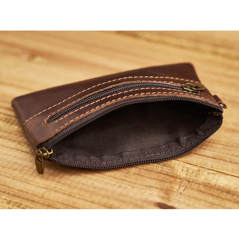 NASVA Leather Vintage Wallet For Men And Women Mini Coin Purse Key Pocket  Zipper Small Pocket Card Slot Pocket