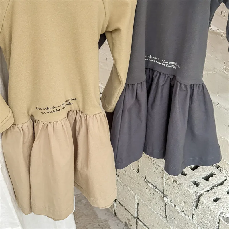 2025 Autumn Winter New Girls Long Sleeve Warm Dress Solid Children Bottoming Dress Letter Print Casual Dress Kids Cotton Clothes 3 2025 Autumn Winter New Girls Long Sleeve Warm Dress Solid Children Bottoming Dress Letter Print Casual Dress Kids Cotton Clothes - Image 3