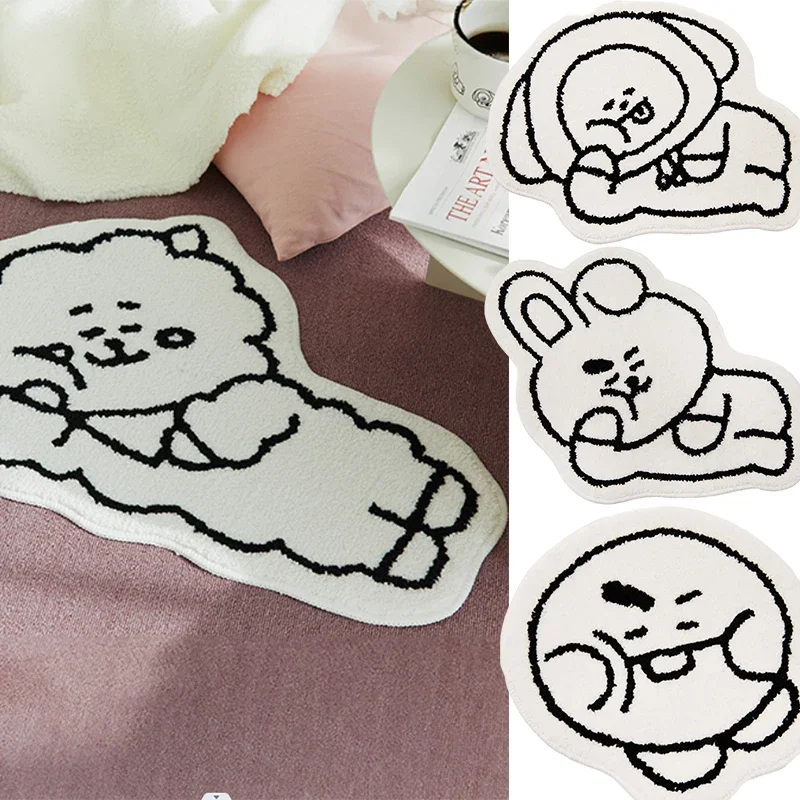 

Line Friends New Cooky Shooky Koya Plush Bt21 Cozy Home Series Carpet Kawaii Soft Non-Slip Doll Rugs Mat Sofa Bedroom Decor Gift