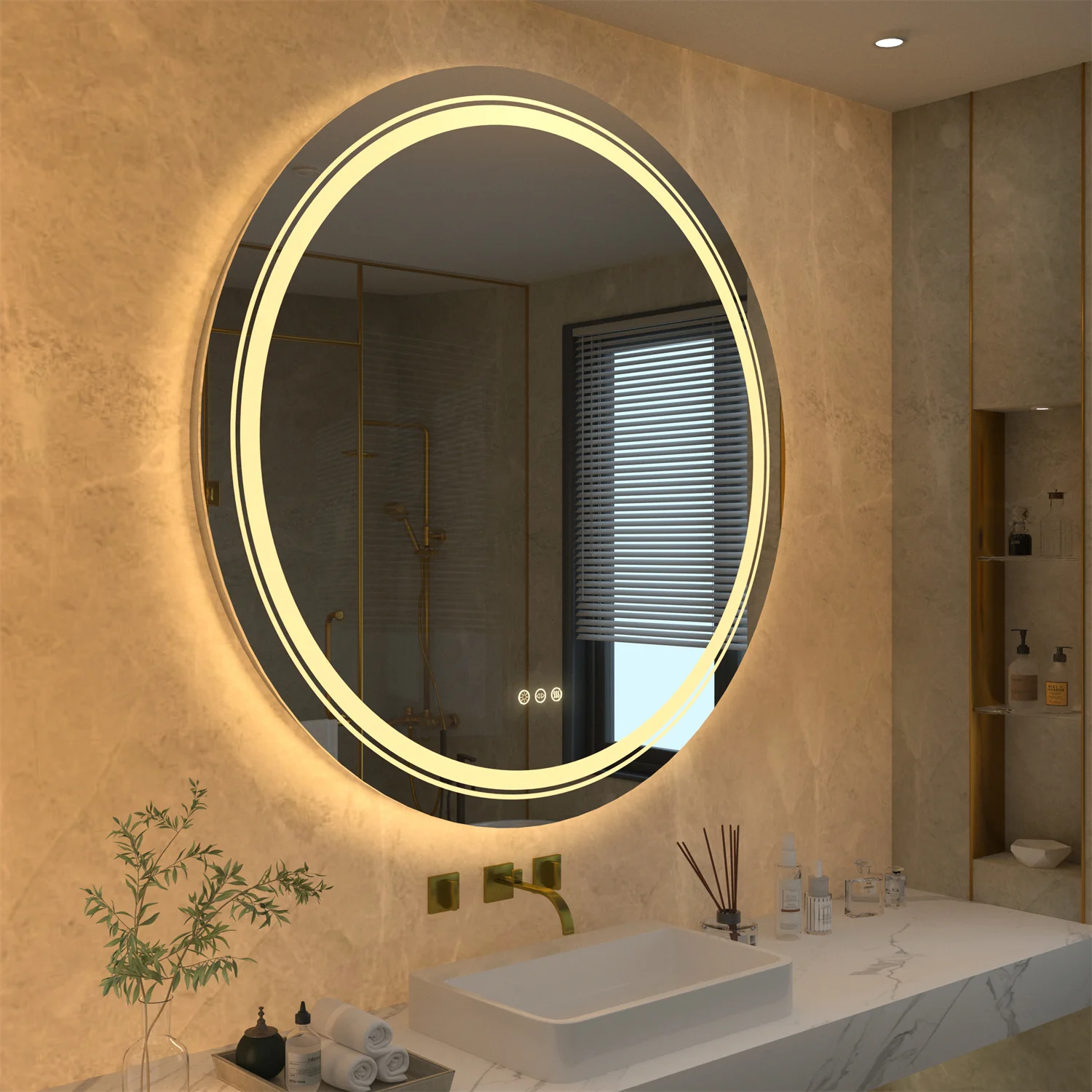 Espejo de baño LED redondo, espejo de maquillaje, espejo circular para  decoración de pared, maquillaje grande de baño, espejos de baño para pared