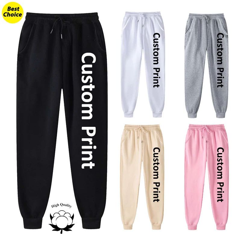 

Custom Print Cotton Blend Sweatpants for Men Women Athletic Joggers Pants for Running Yoga Workout Casual Comfy Lounge Trousers